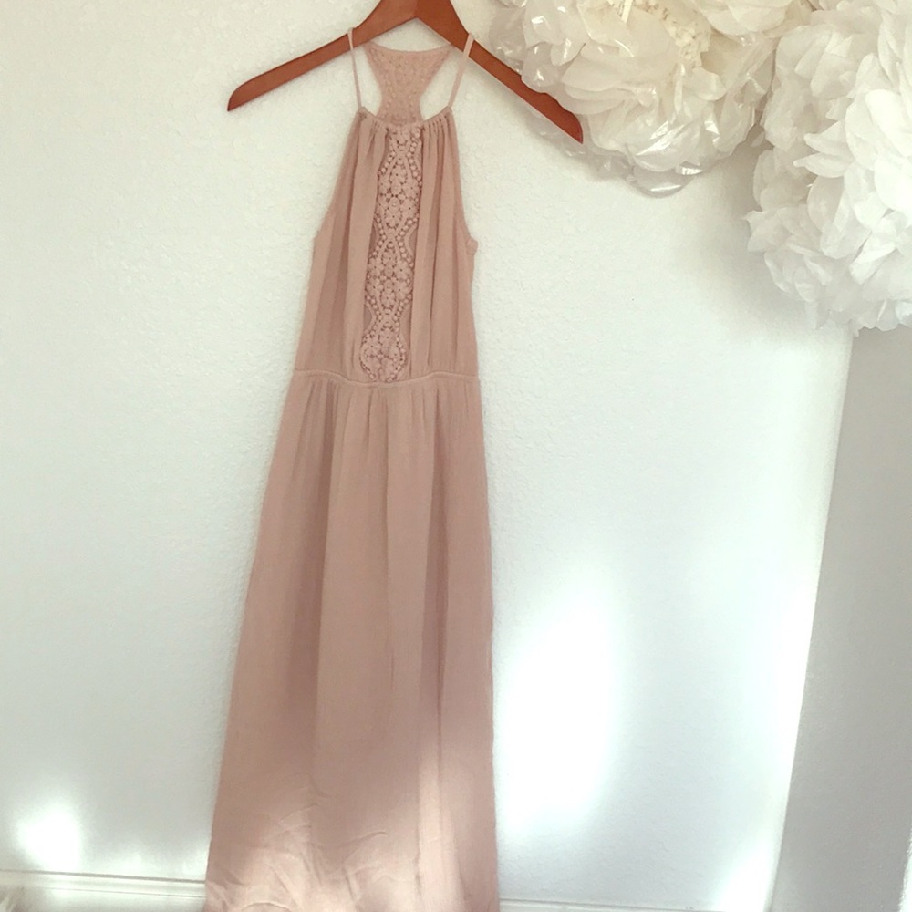 Mossimo Supply Co Light Pink Crochet Maxi Dress